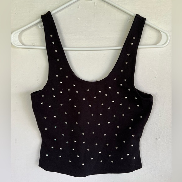 Sparkle & Fade Tops - Urban Outfitters Sparkle & Fade Studded Black Crop Tank Top Mini Shirt Small